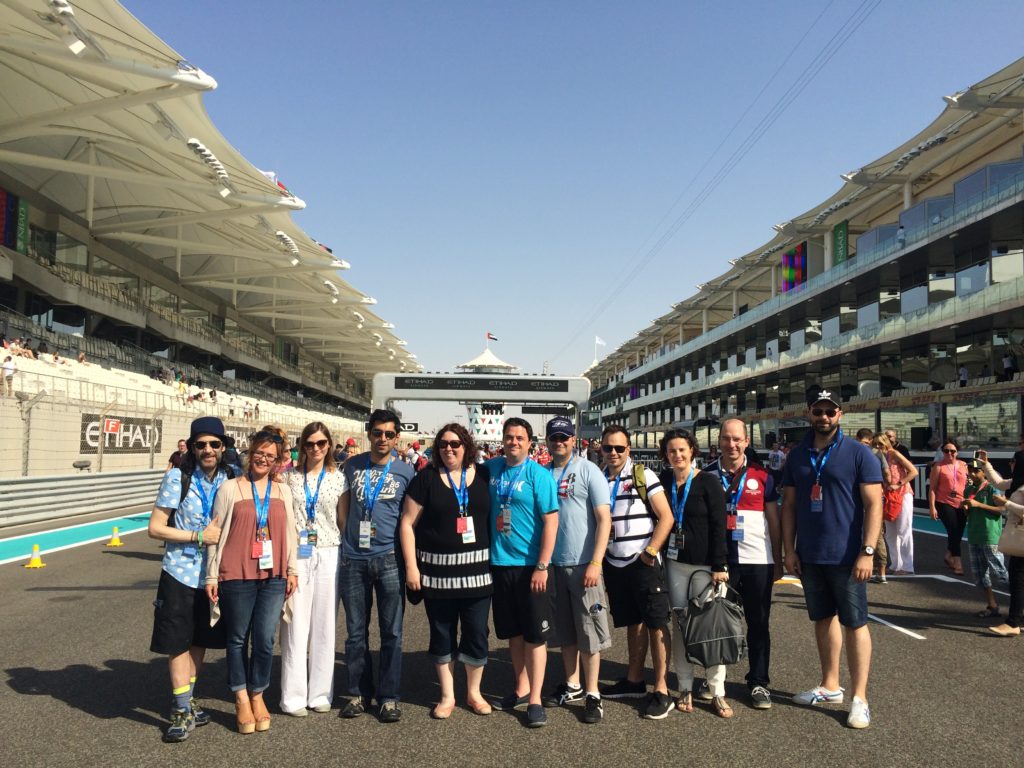 Paul at the 2015 Abu Dhabi Grand Prix with the other Formula 1 Connectivity Prize Winners 